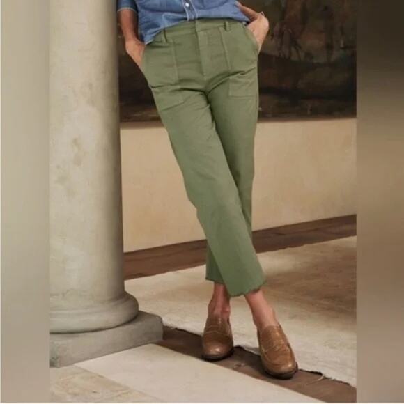 Frank & Eileen Blackstone Slim Cropped Utility Pants Army Green 6 - Picture 1 of 10